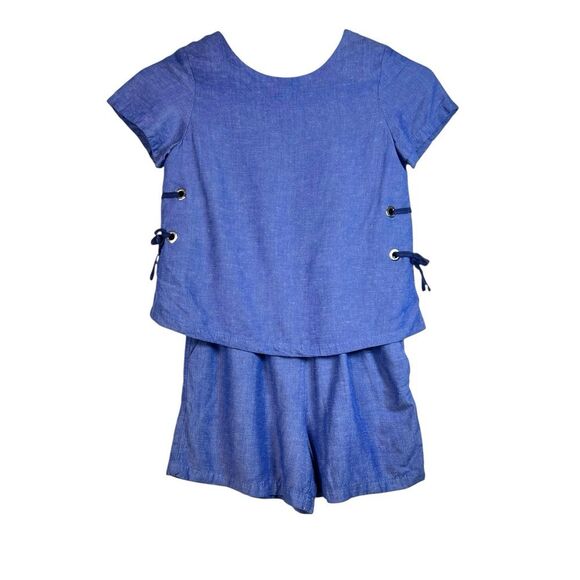 Zara Girls Blue Lace Up Short Sleeve Romper Size 11/12 - Picture 1 of 11
